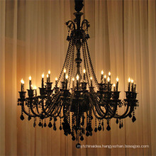 Black crystal chandelier / Big pendant lamp for hotel hall